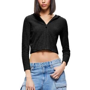 Alice And Olivia Cozy Black Lidell Hoodie Size M